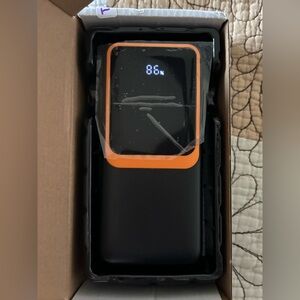 Portable Power Bank w/Digital Charge Display - Black & Orange - New in Open Box
